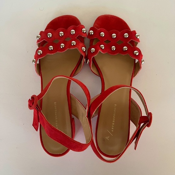Anthropologie Mary Red Studded Heeled Sandals, size 41 / 10 - Picture 4 of 10